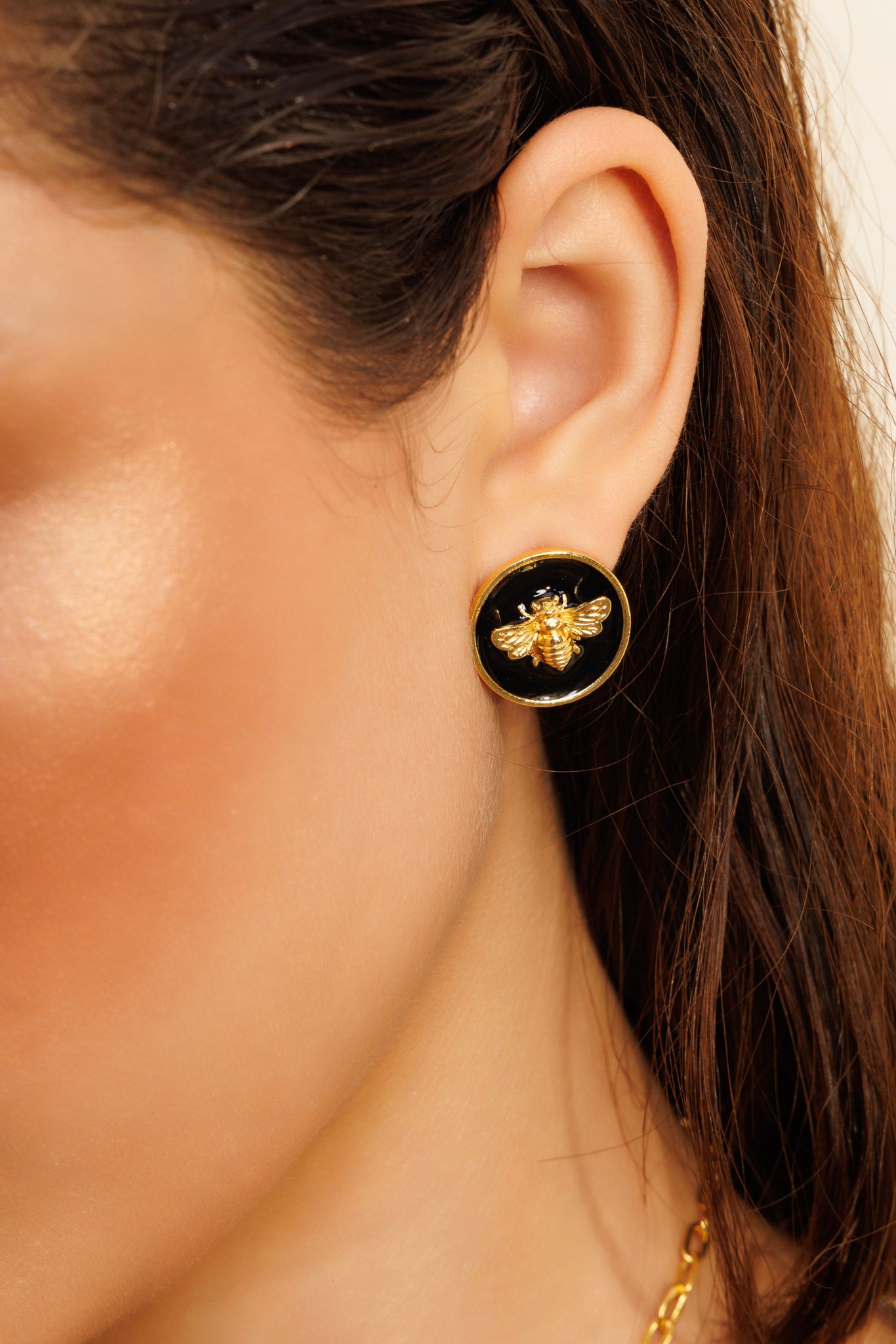 Obsidian Bee Earring