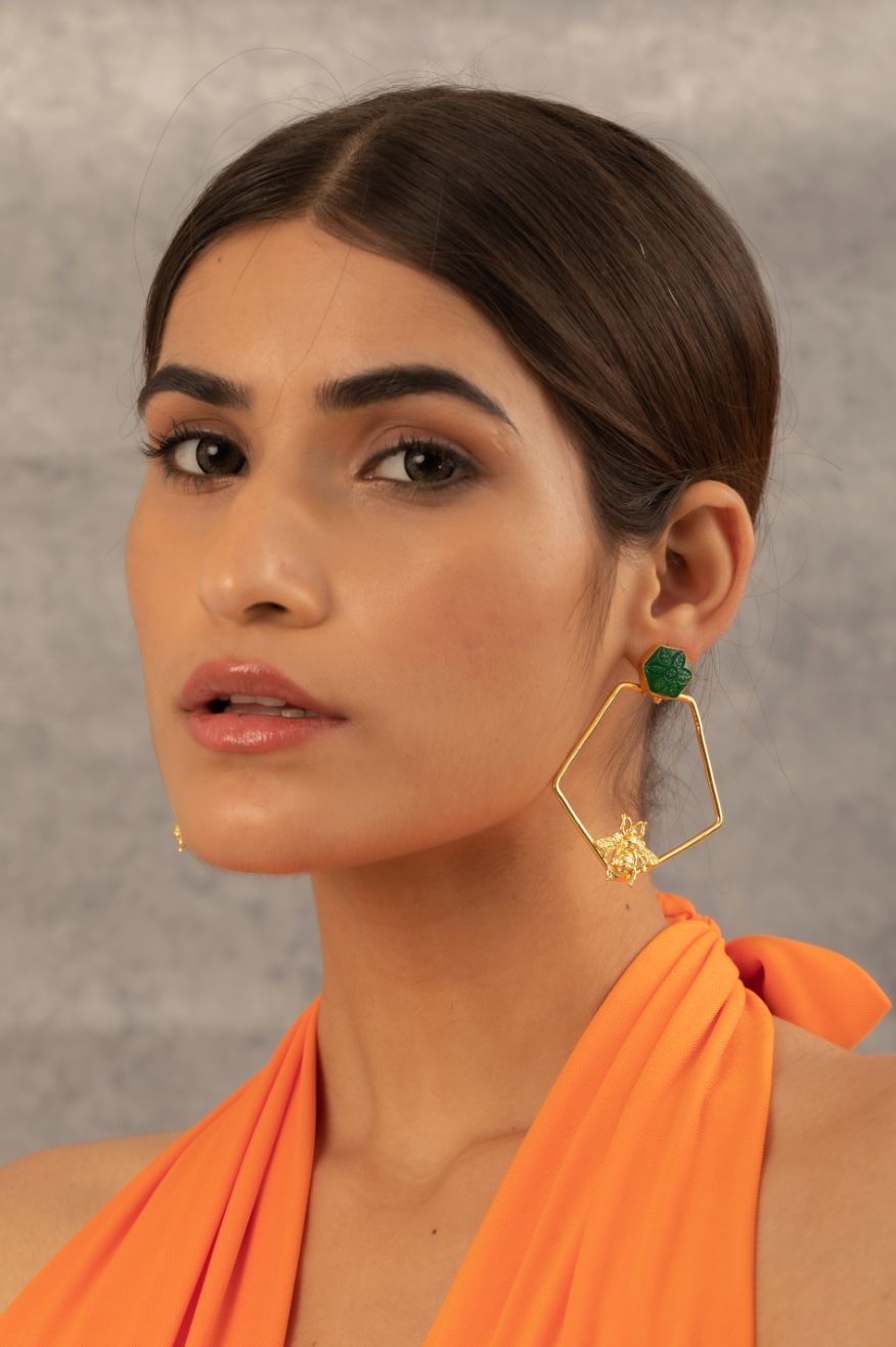 Glass Carving Stone Statement Earrings