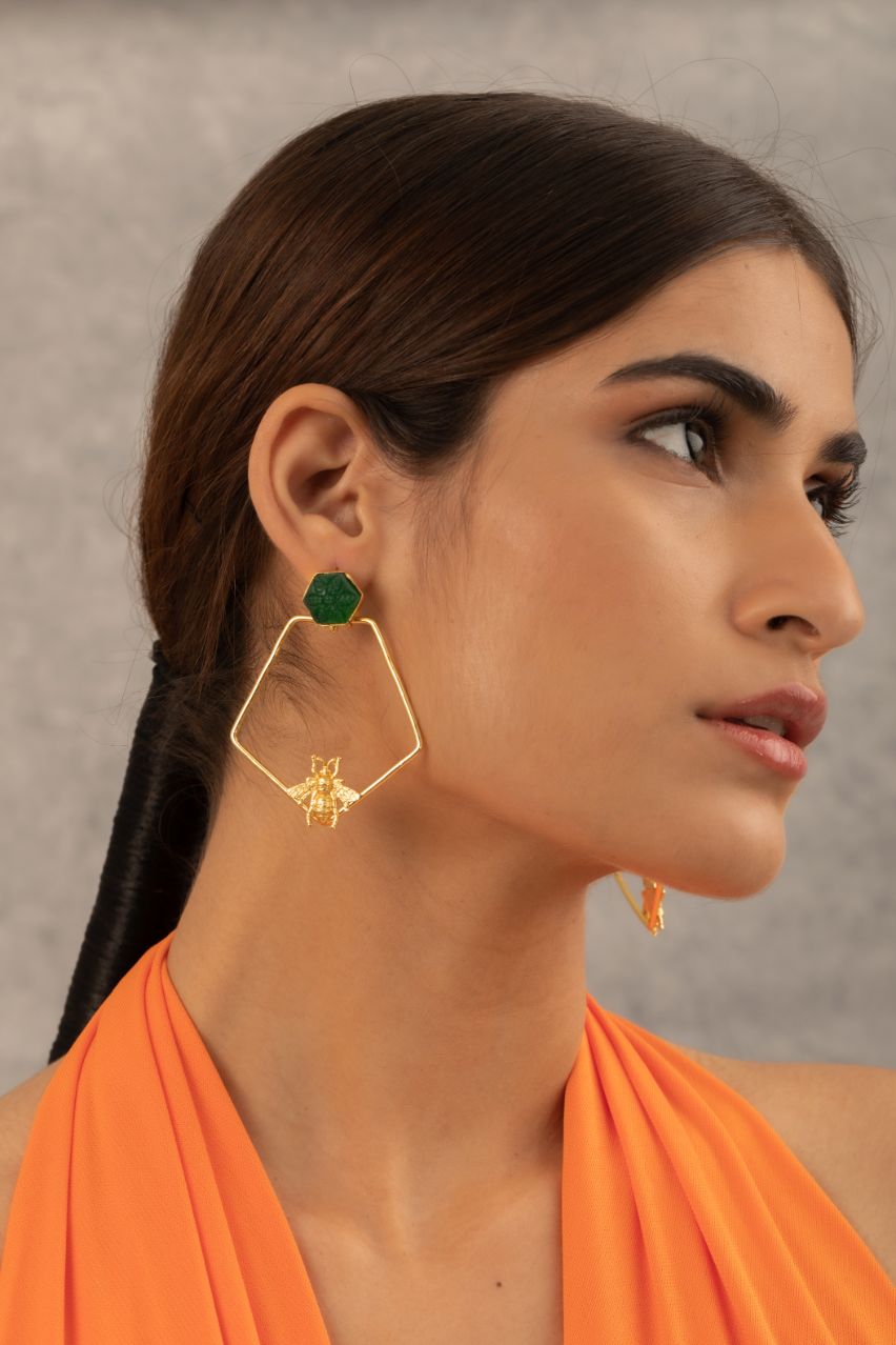 Glass Carving Stone Statement Earrings