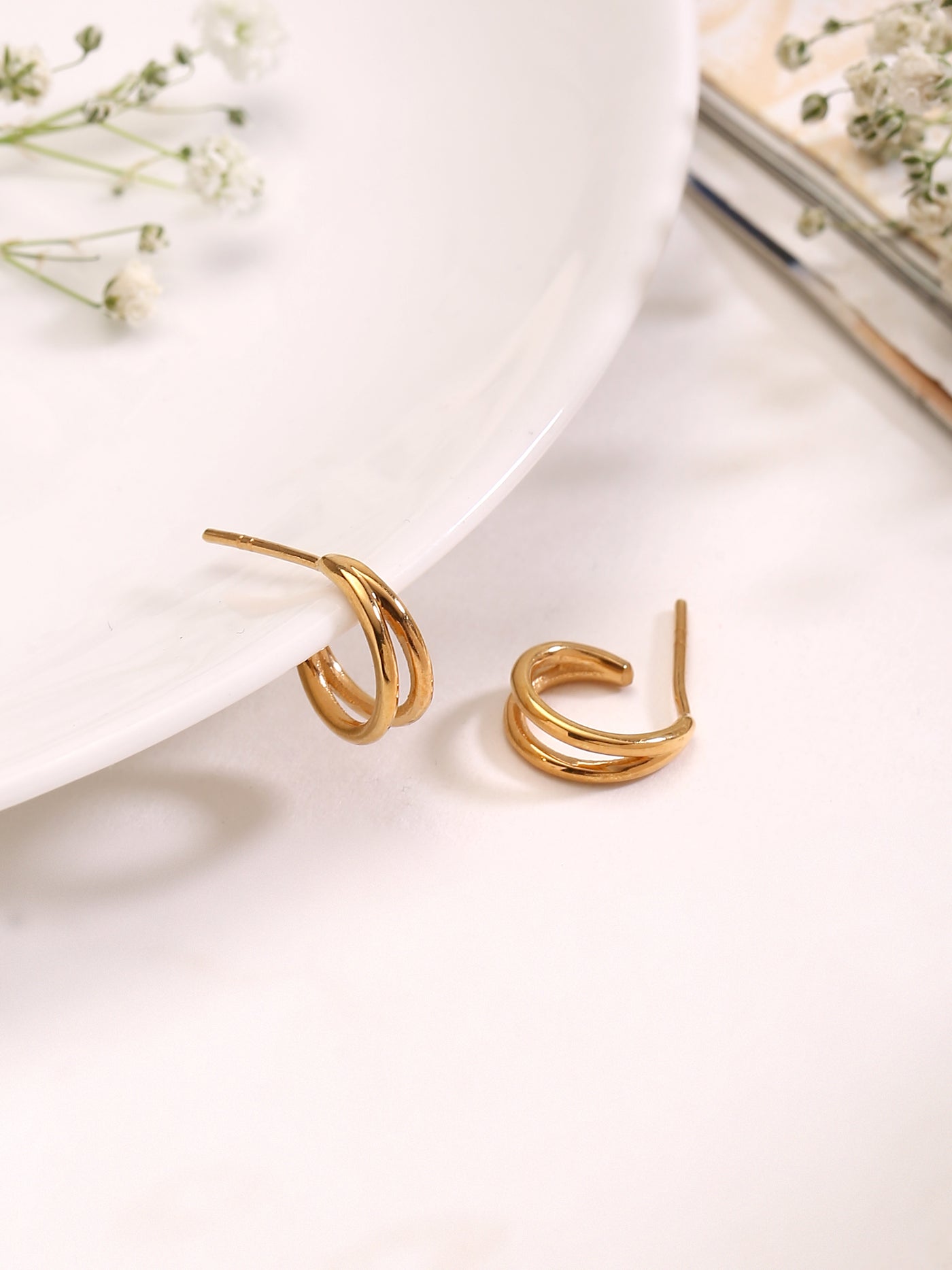 Circular Dainty Double Hoop Earrings