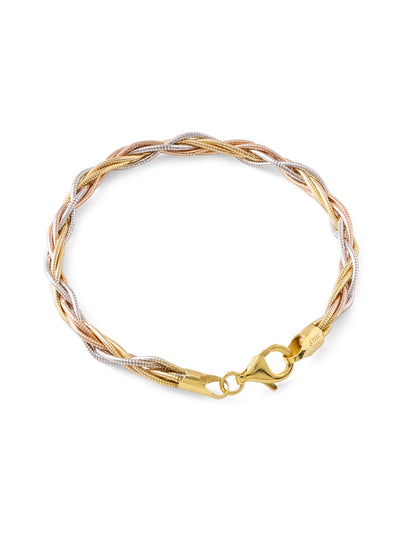 Gold And Silver Braided Bracelet in 925 Sterling Silver