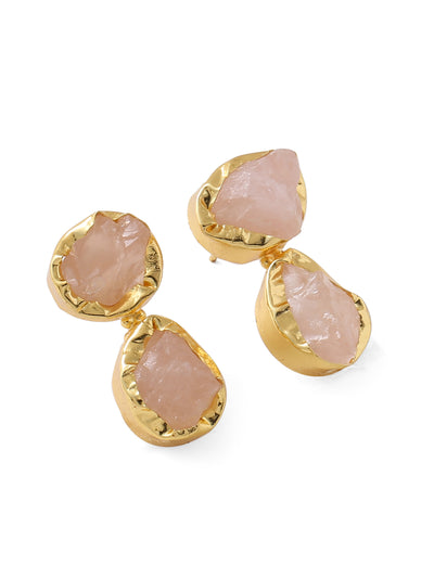 Rose Quartz Gold Plated Earrings