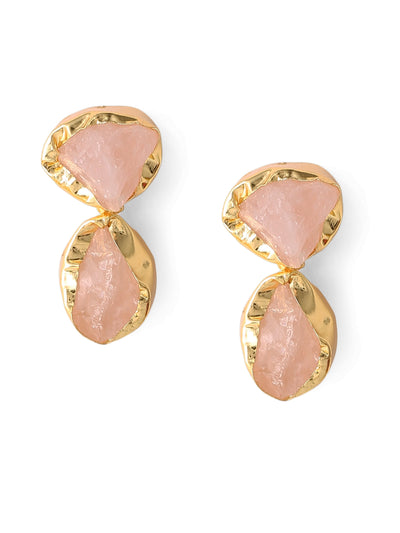 Rose Quartz Gold Plated Earrings