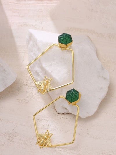 Glass Carving Stone Statement Earrings